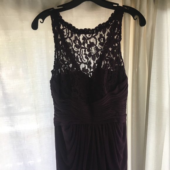 David’s Bridal Bridesmaid Dress Maxi Plum - Picture 2 of 6